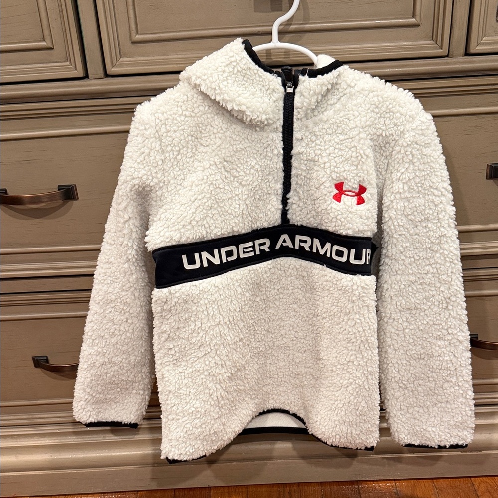 Under Armour Kids White and Black Sherpa Hoodie